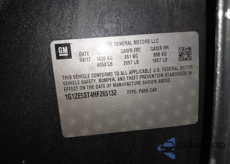 2017 Chevrolet Malibu 1Lt z USA, uszkodzony, nr VIN 1G1ZE5ST4HF265132